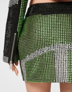 PHILIPP PLEIN Cropped Leather Biker Jacket Strass><noscript><img data-lazyloaded=