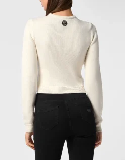 PHILIPP PLEIN Cropped Round Neck Pullover Teddy Waiter><noscript><img data-lazyloaded=