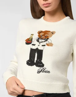 PHILIPP PLEIN Cropped Round Neck Pullover Teddy Waiter><noscript><img data-lazyloaded=