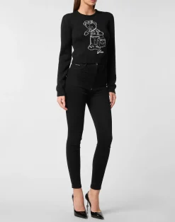 PHILIPP PLEIN Cropped Round Neck Pullover Teddy><noscript><img data-lazyloaded=