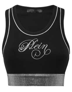 PHILIPP PLEIN Cropped Tank Top Elastic Strass>Donna Top