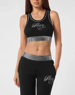 PHILIPP PLEIN Cropped Tank Top Elastic Strass>Donna Top