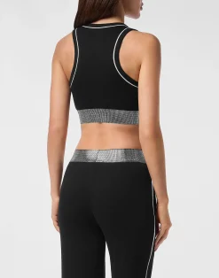 PHILIPP PLEIN Cropped Tank Top Elastic Strass><noscript><img data-lazyloaded=
