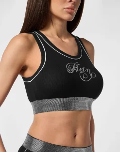 PHILIPP PLEIN Cropped Tank Top Elastic Strass><noscript><img data-lazyloaded=