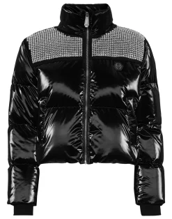 PHILIPP PLEIN Crystal Nylon Puffer Jacket>Donna Giubbotti