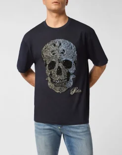 PHILIPP PLEIN Degrade Round Neck T-Shirt Skull>Uomo T-Shirts