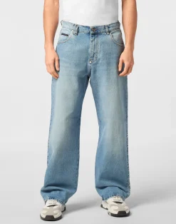 PHILIPP PLEIN Denim Beach Boy Fit Trousers Studs>Uomo Denim