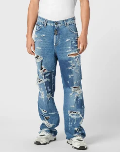 PHILIPP PLEIN Denim Beach Boy Fit Trousers>Uomo Denim
