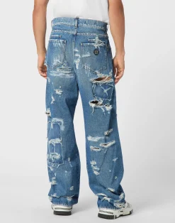 PHILIPP PLEIN Denim Beach Boy Fit Trousers><noscript><img data-lazyloaded=
