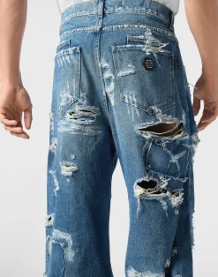 PHILIPP PLEIN Denim Beach Boy Fit Trousers><noscript><img data-lazyloaded=