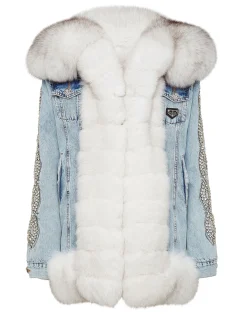 PHILIPP PLEIN Denim Jacket Crystal Cable>Donna Giubbotti|Pellicce E Cappotti