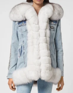 PHILIPP PLEIN Denim Jacket Crystal Cable>Donna Giubbotti|Pellicce E Cappotti