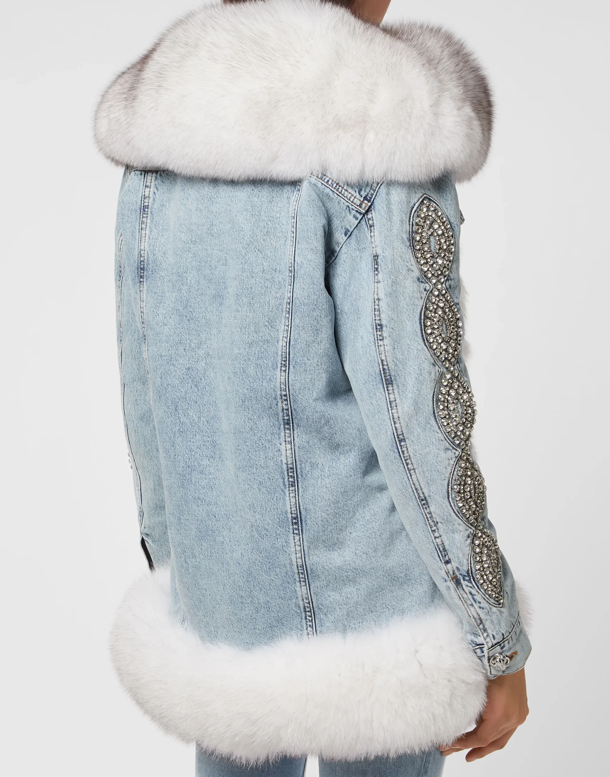 PHILIPP PLEIN Denim Jacket Crystal Cable>Donna Giubbotti|Pellicce E Cappotti