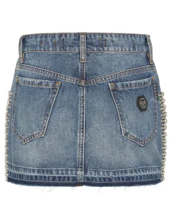 PHILIPP PLEIN Denim Mini Skirt Rib Strass>Donna Abiti E Gonne