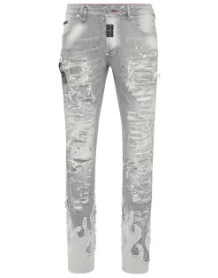 PHILIPP PLEIN Denim Rock Star Fit Trousers Flame>Uomo Denim