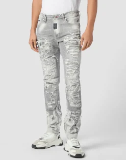 PHILIPP PLEIN Denim Rock Star Fit Trousers Flame>Uomo Denim