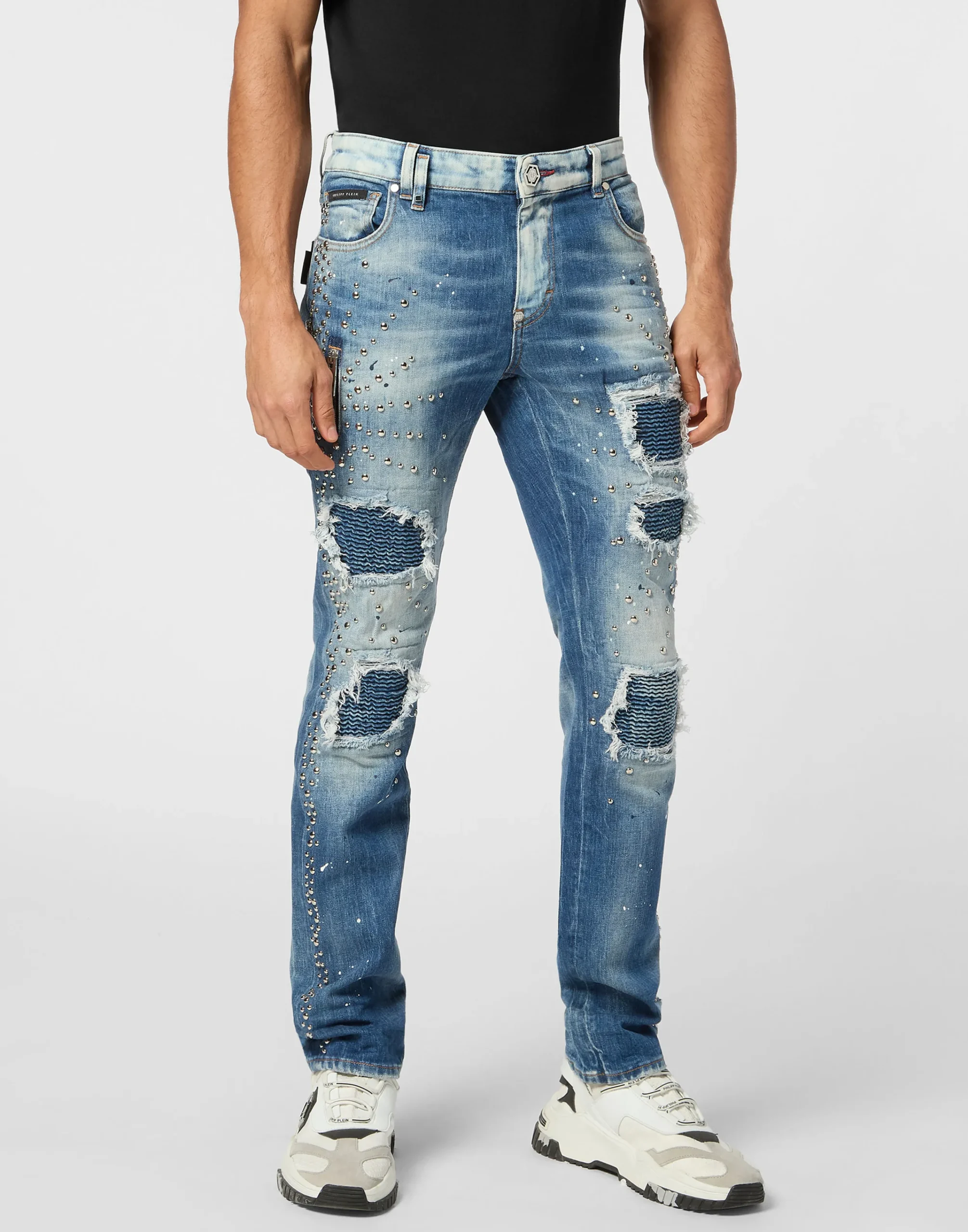 PHILIPP PLEIN Denim Rock Star Fit Trousers Studs>Uomo Denim