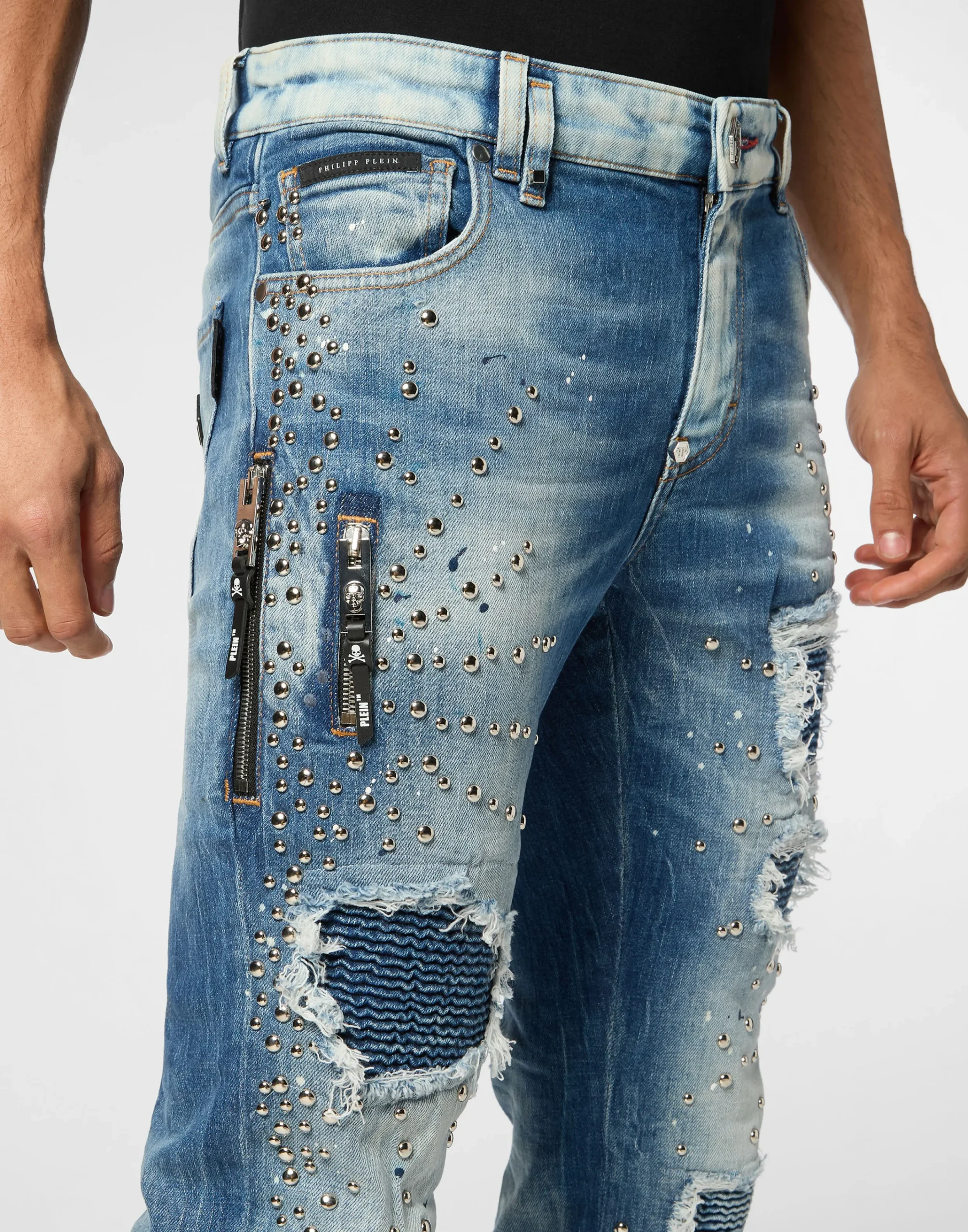 PHILIPP PLEIN Denim Rock Star Fit Trousers Studs>Uomo Denim