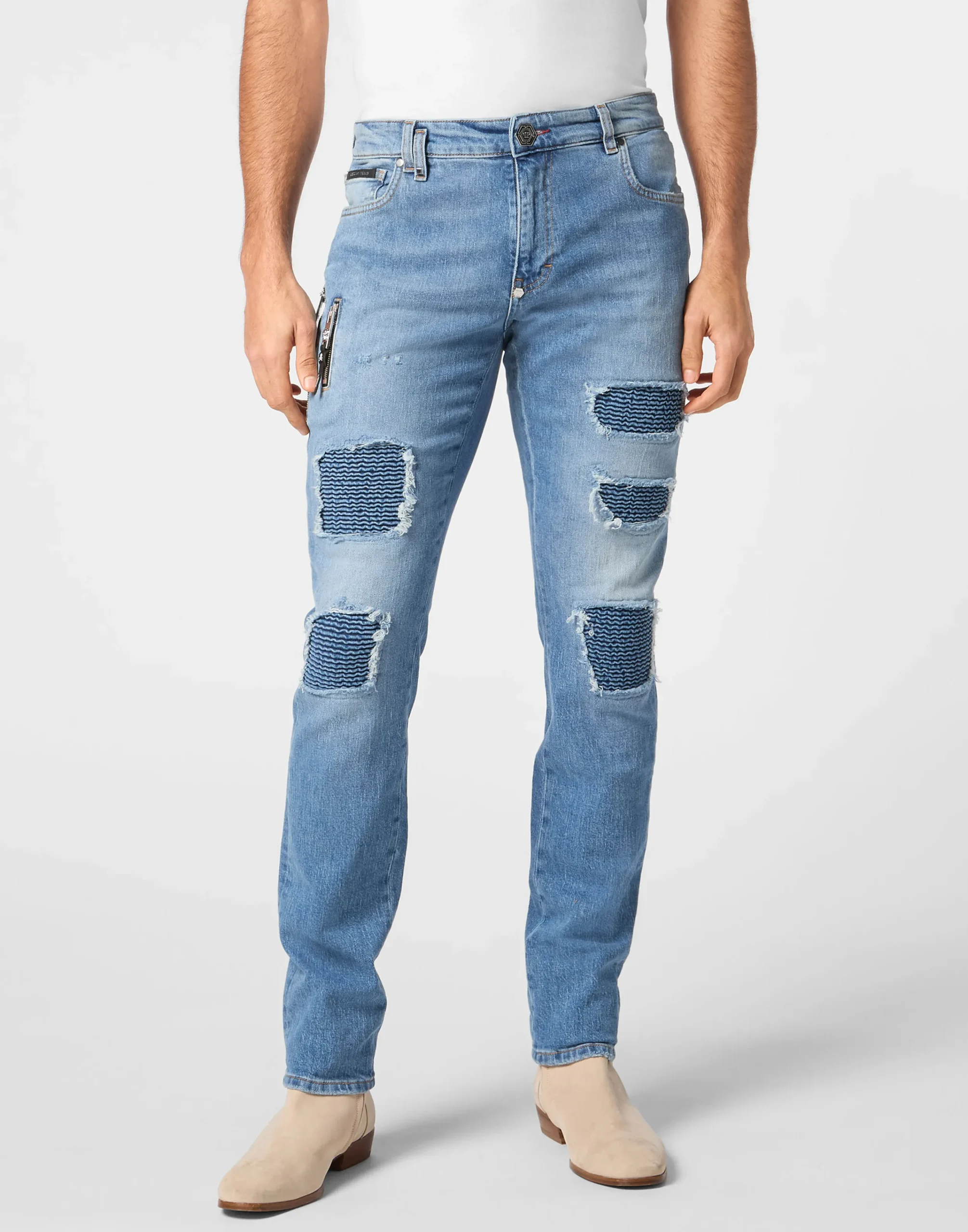 PHILIPP PLEIN Denim Rock Star Fit Trousers Studs>Uomo Denim
