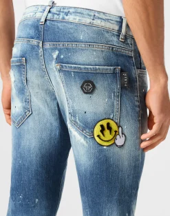 PHILIPP PLEIN Denim Skinny Trousers Smile><noscript><img data-lazyloaded=