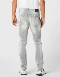 PHILIPP PLEIN Denim Super Straight Cut Trousers Racing Club><noscript><img data-lazyloaded=