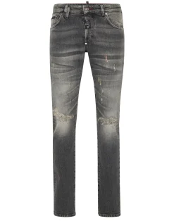 PHILIPP PLEIN Denim Super Straight Cut Trousers>Uomo Denim