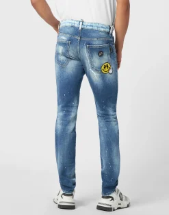 PHILIPP PLEIN Denim Super Straight Cut Trousers Smile><noscript><img data-lazyloaded=