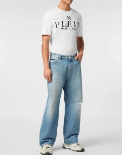 PHILIPP PLEIN Denim Trousers Beach Boy Fit 5 Pockets Signature><noscript><img data-lazyloaded=