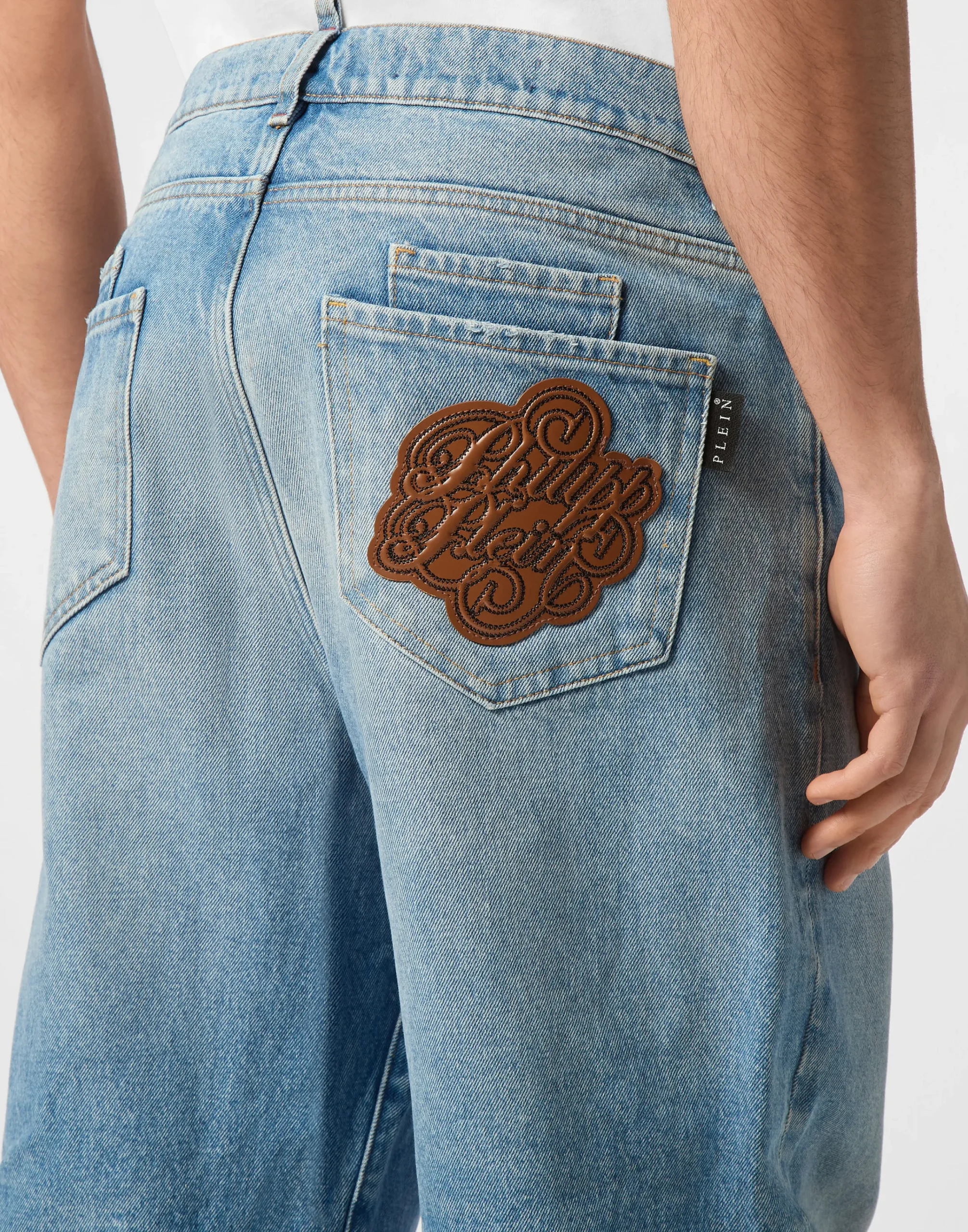 PHILIPP PLEIN Denim Trousers Beach Boy Fit 5 Pockets Signature>Uomo Denim