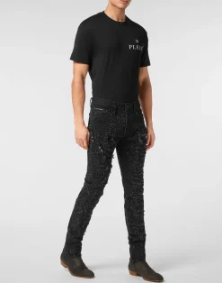 PHILIPP PLEIN Denim Trousers Rock Star Tribal Strass><noscript><img data-lazyloaded=