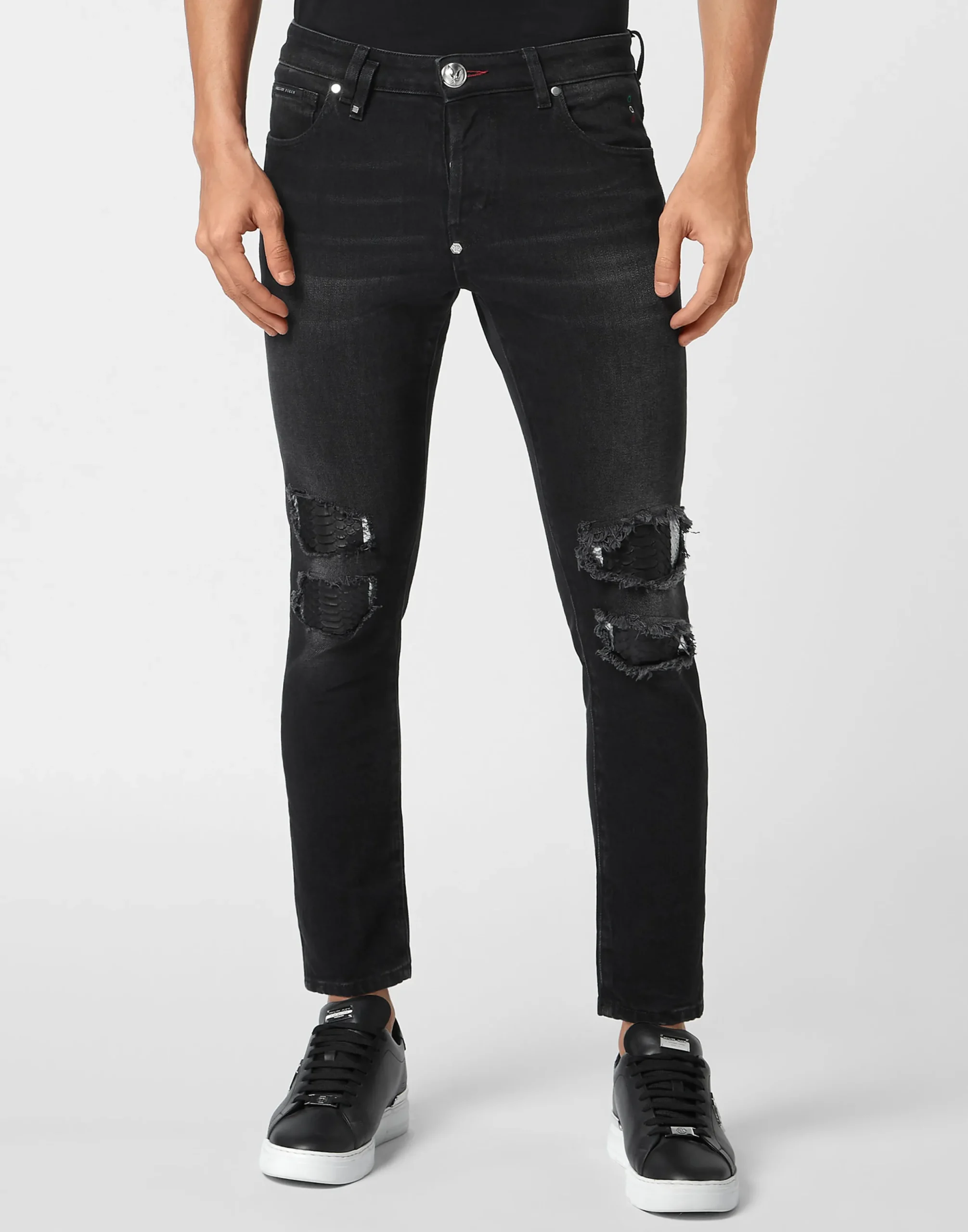 PHILIPP PLEIN Denim Trousers Skinny Fit with Python Inserts>Uomo Denim
