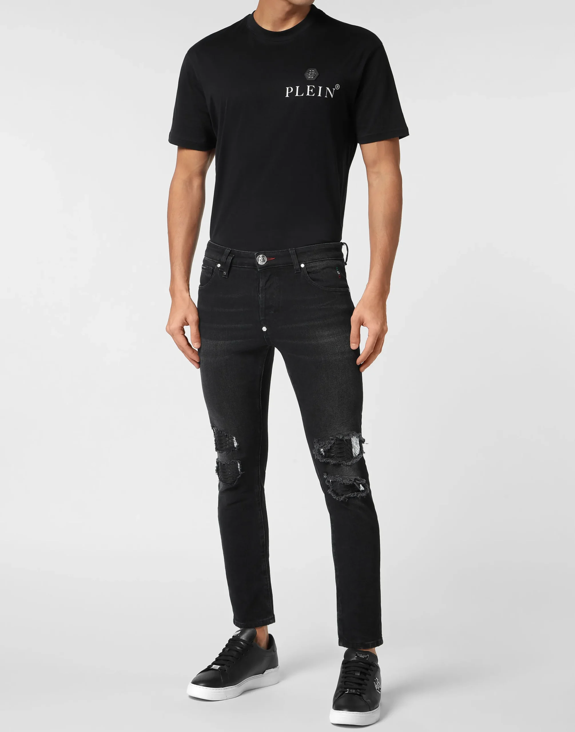 PHILIPP PLEIN Denim Trousers Skinny Fit with Python Inserts>Uomo Denim
