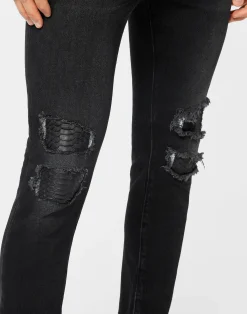 PHILIPP PLEIN Denim Trousers Skinny Fit with Python Inserts><noscript><img data-lazyloaded=
