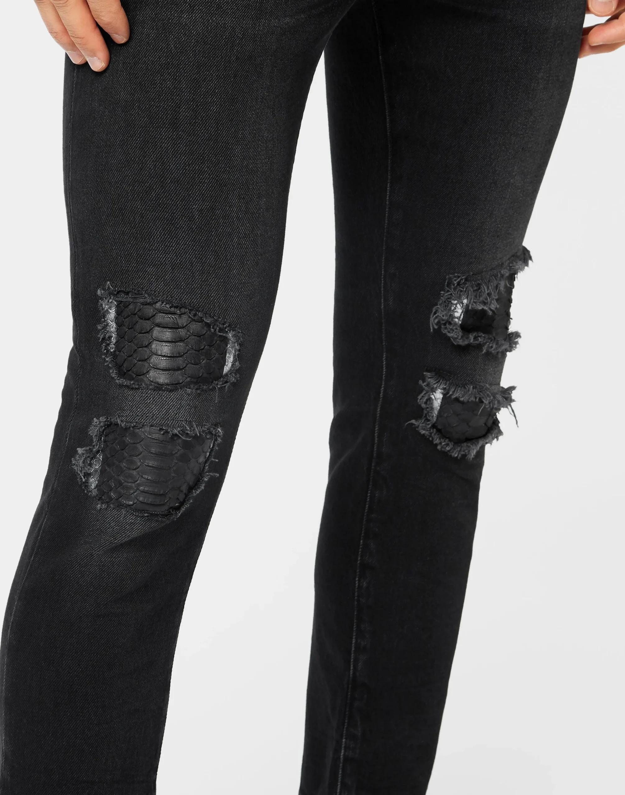 PHILIPP PLEIN Denim Trousers Skinny Fit with Python Inserts>Uomo Denim