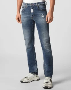 PHILIPP PLEIN Denim Trousers Super Straight Cut>Uomo Denim