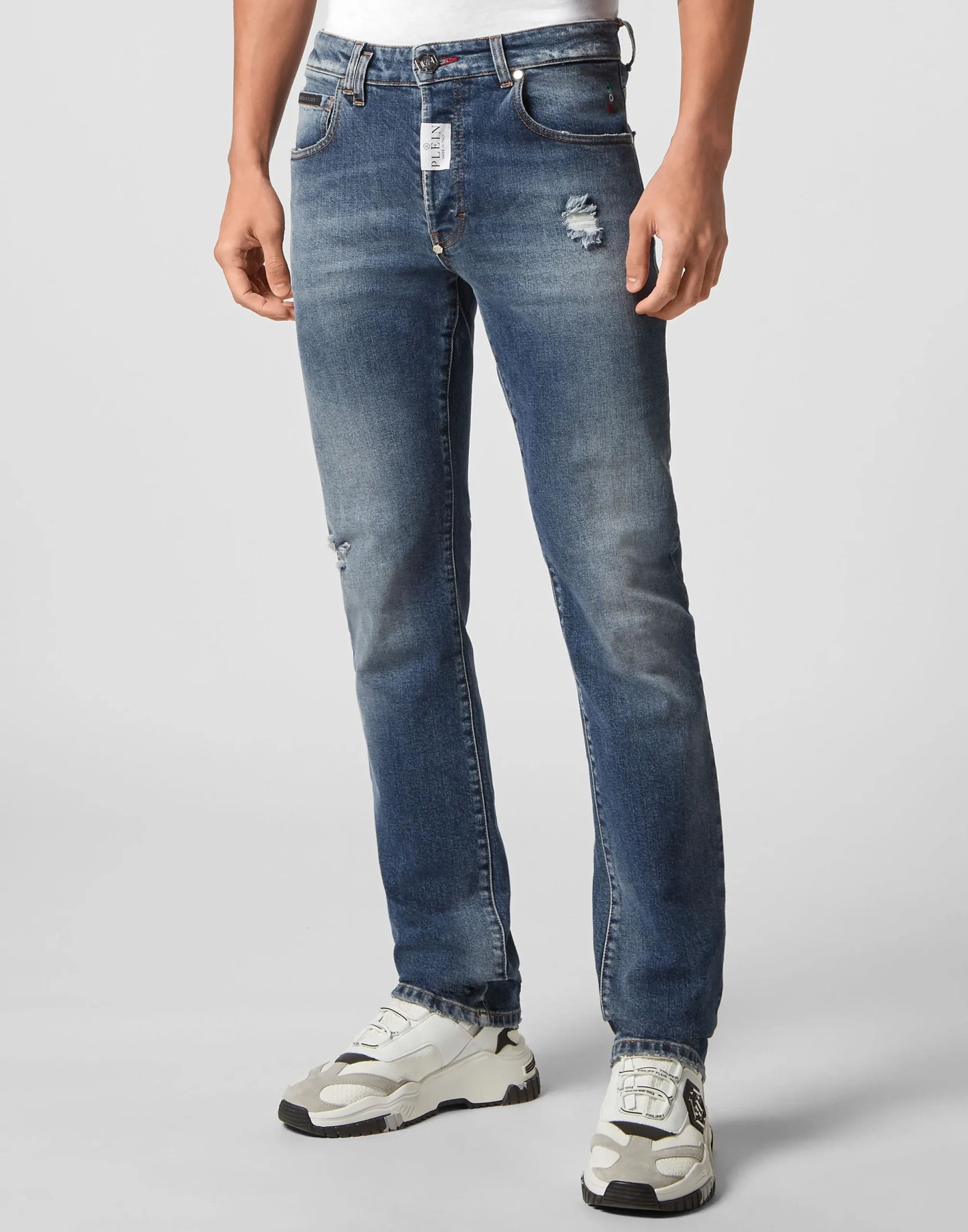 PHILIPP PLEIN Denim Trousers Super Straight Cut>Uomo Denim