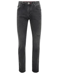 PHILIPP PLEIN Denim Trousers Super Straight Cut Skulls>Uomo Denim