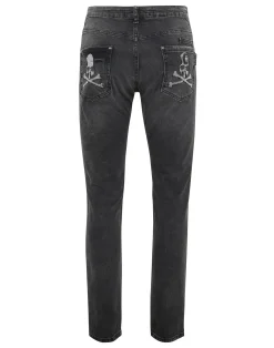 PHILIPP PLEIN Denim Trousers Super Straight Cut Skulls>Uomo Denim
