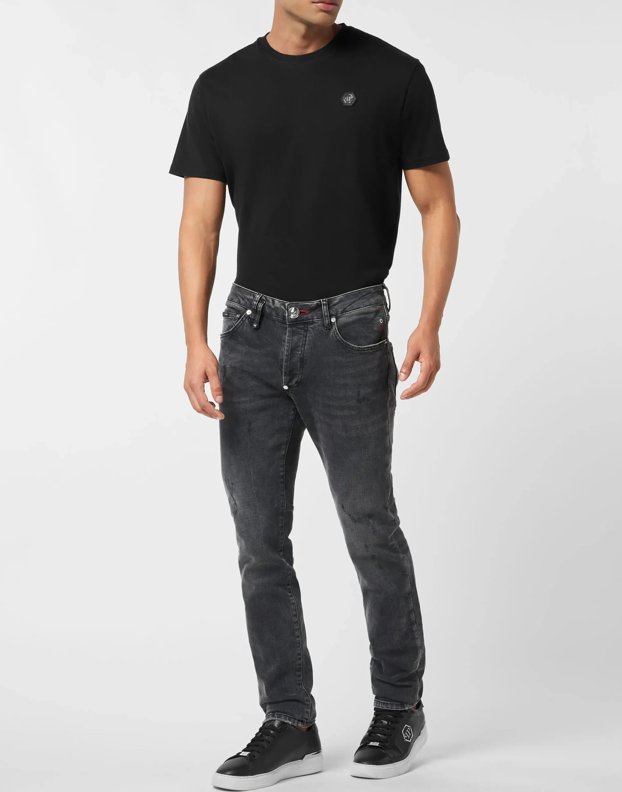 PHILIPP PLEIN Denim Trousers Super Straight Cut Skulls>Uomo Denim