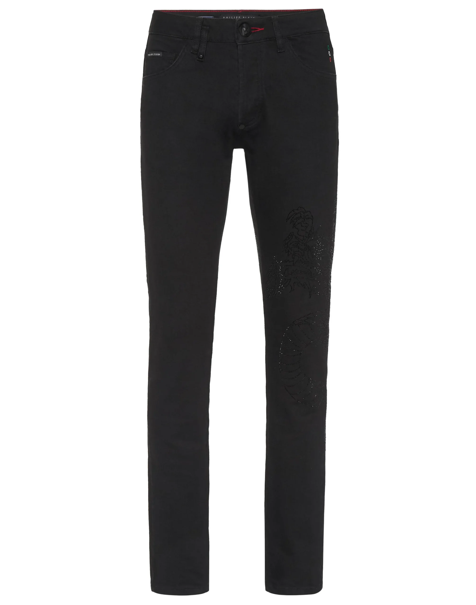 PHILIPP PLEIN Denim Trousers Super Straight Cut Dragon Strass>Uomo Denim