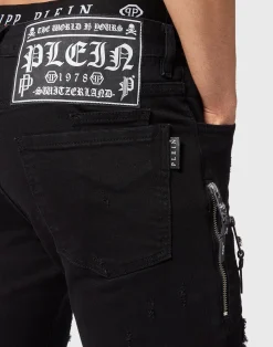 PHILIPP PLEIN Denim Trousers Super Straight Cut><noscript><img data-lazyloaded=