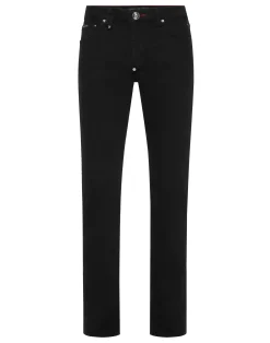 PHILIPP PLEIN Denim Trousers Super Straight Cut Skulls>Uomo Denim