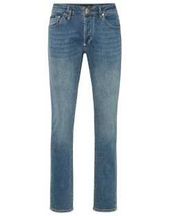 PHILIPP PLEIN Denim Trousers Super Straight Cut Skulls>Uomo Denim