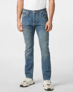 PHILIPP PLEIN Denim Trousers Super Straight Cut Skulls>Uomo Denim