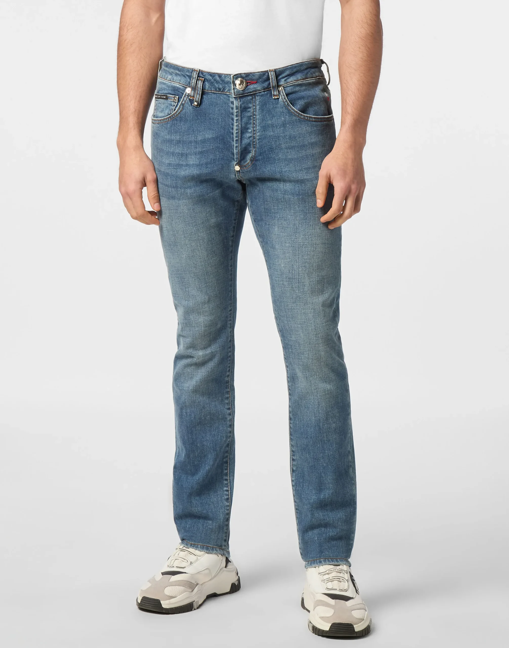 PHILIPP PLEIN Denim Trousers Super Straight Cut Skulls>Uomo Denim