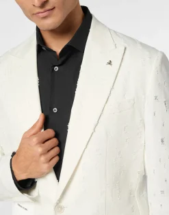 PHILIPP PLEIN Destroyed Blazer LS><noscript><img data-lazyloaded=