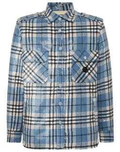 PHILIPP PLEIN Destroyed Tartan Overshirt Pailletes>Uomo Camicie