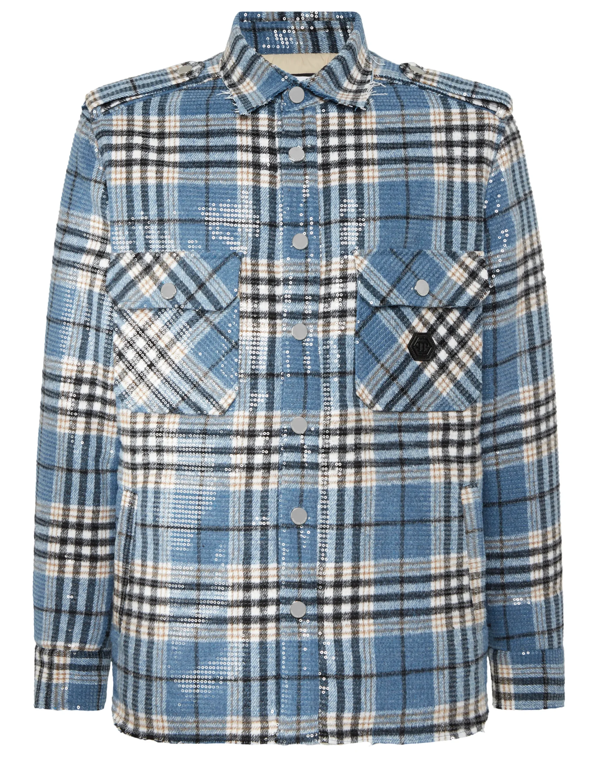 PHILIPP PLEIN Destroyed Tartan Overshirt Pailletes>Uomo Camicie