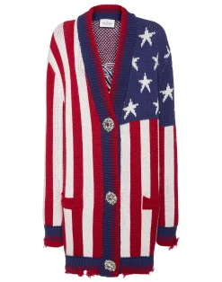 PHILIPP PLEIN Distressed Oversize Cardigan America>Donna Maglieria