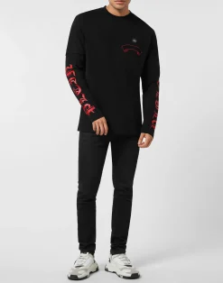 PHILIPP PLEIN Double Sleeve T-Shirt Banner Embroidery><noscript><img data-lazyloaded=